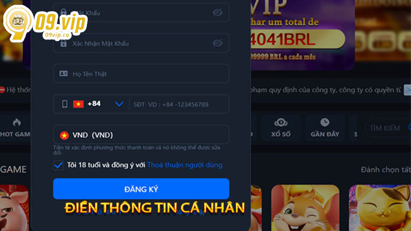 Đăng ký 09vip nhanh chóng chưa mất đến 2 phút